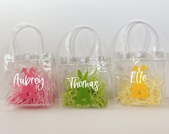 Bolsa de canasta de Pascua personalizada, bolsa de regalo personalizada, obsequios de fiesta de Pascua, obsequios de fiesta de Pascua, obsequios de fiesta de búsqueda de huevos, bolsas de Pascua personalizadas