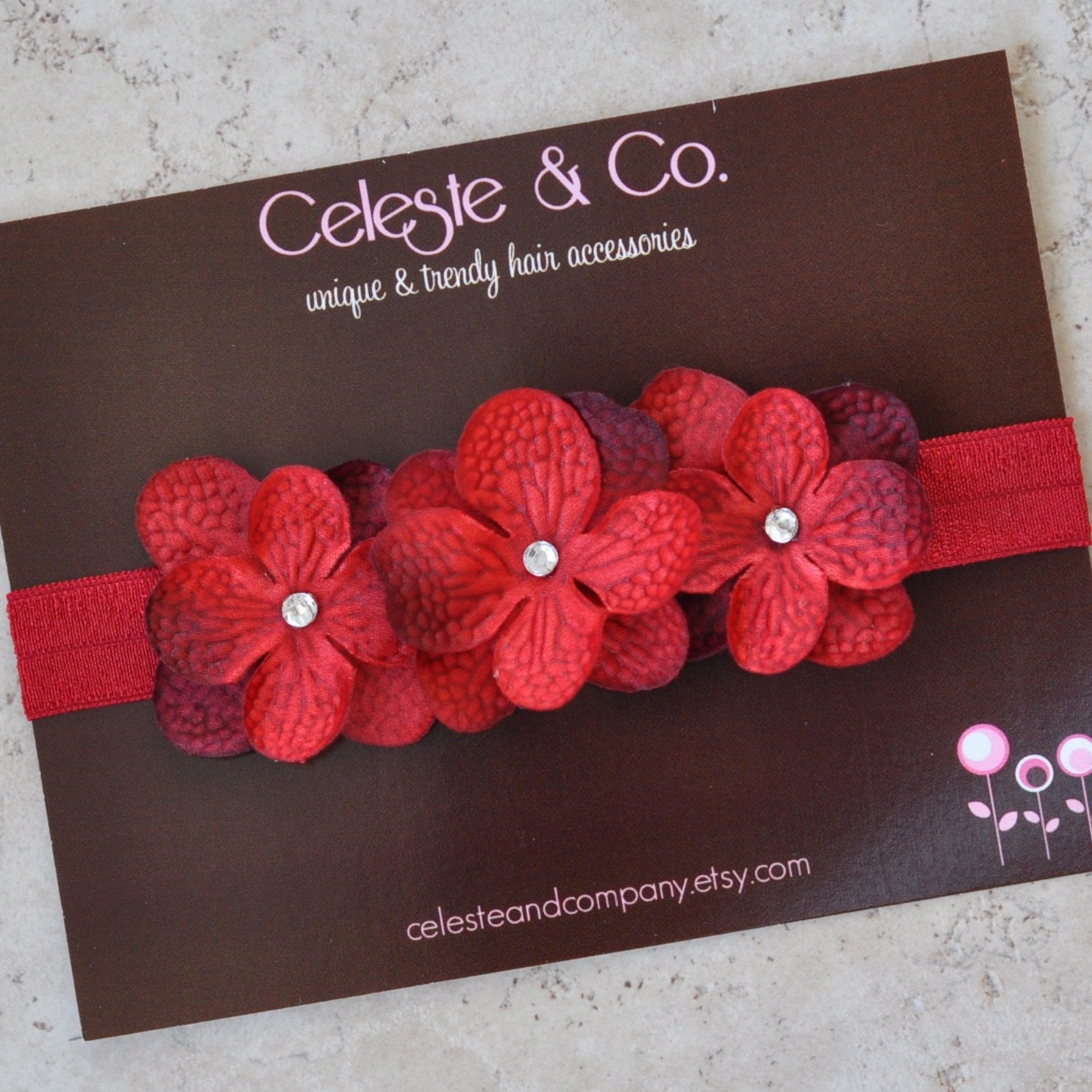 Baby Girl Headband Infant Headband Red Triple Flower Etsy