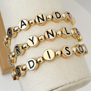 Name Bracelets. Personalized Letter Bead Bracelets, Gold Beaded Bracelets, Gold Letter Bracelets, Women's Bracelets, Stacked Bracelets image 6