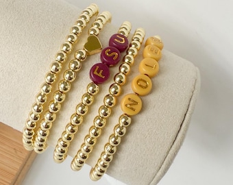 Pulseras universitarias, pulseras deportivas, colores de equipo, pulseras de cuentas, pulseras de la FSU, pulseras Noles, regalos universitarios para niñas, regalos para el día de San Valentín