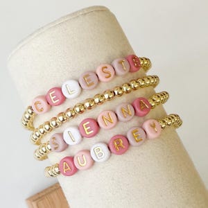 Pulseras de San Valentín, Intercambio en el aula, Pulseras de la amistad, Regalos de San Valentín para amigos, Pulseras con nombre personalizado, Cuentas doradas