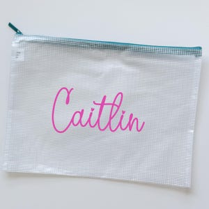 Personalisierte Nasstasche, Sonnenschutztasche, Pooltasche Frühlingspause, Urlaub, wasserfeste Reißverschlusstasche, SPF-Beutel, benutzerdefinierte Tasche mit Namen, Strandtasche