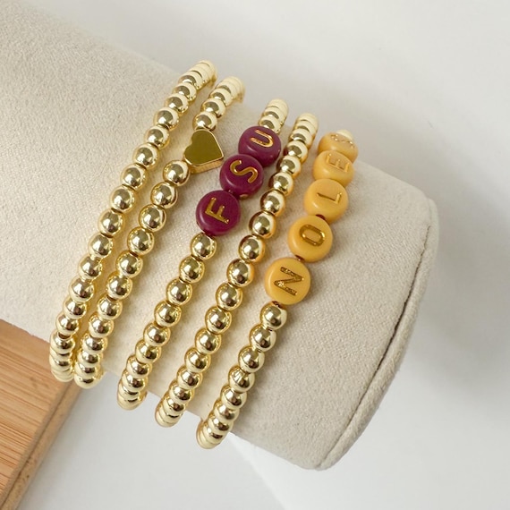 College Bracelets, Sports Bracelets, Team Colors, Beaded Bracelets