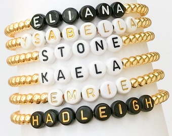 Name Bracelet, Stacked Letter Bracelets, Beaded Bracelets, Personalized Name Bracelets, Letter Bead Bracelets, Women, Girls, Bridal Gifts