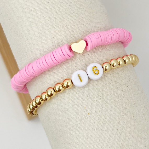 Pulsera con nombre, pulseras con letras apiladas, pulseras con cuentas,  pulseras con nombre personalizado, pulseras con cuentas de letras, mujeres,  niñas, regalos de novia -  España