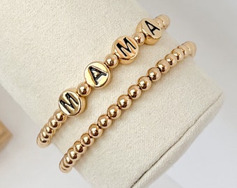 Pulsera de mamá / pulsera del día de la madre / pulsera de mamá / pulseras de cuentas de oro / regalo del día de la madre / pulsera personalizada para mamá