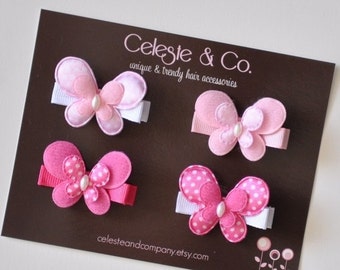 Pink Hair Bows Butterfly Hair Clips Butterfly Hair Bows Newborn Hair Bows Infant Hair Bows Toddler Hair Bows Baby Shower Gift Girls Clips