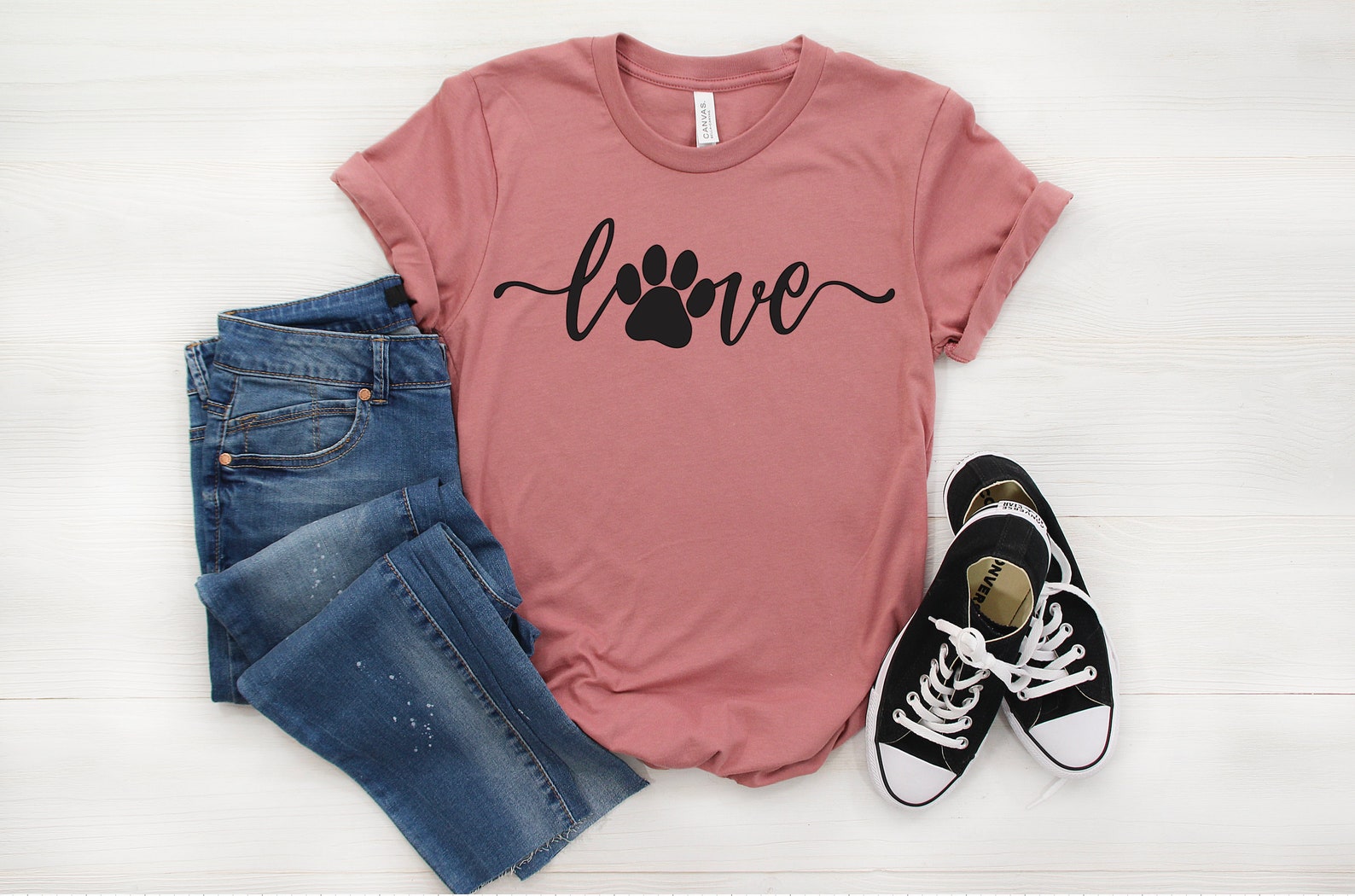 Love Dog T Shirt Dog Lover T Shirt T Shirt Paw Print Dog Lover Etsy