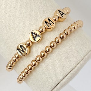 Name Bracelets. Personalized Letter Bead Bracelets, Gold Beaded Bracelets, Gold Letter Bracelets, Women's Bracelets, Stacked Bracelets image 10