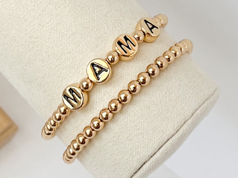 Name Bracelets. Personalized Letter Bead Bracelets, Gold Beaded Bracelets, Gold Letter Bracelets, Women's Bracelets, Stacked Bracelets image 10