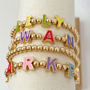 Personalized Name Bracelets, Initial Bracelets, Letter Bracelets, Beaded Bracelets, Stackable Bracelets, Letter Beads, Gold Beaded Bracelets