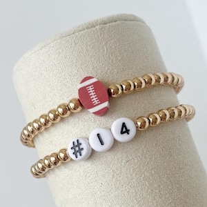 Football Beaded Bracelet, Game Day Bracelet, Jersey Number Bracelet, Sports Bracelet, Name Bracelet, Team Bracelet