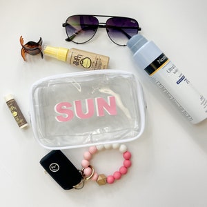 Monogramm Klare Tasche, Monogramm Taschen, TSA Kulturtasche mit Reißverschluss, personalisierte Make-up Tasche, Brautjungfern Geschenk, SPF Tasche, Strandtasche, Geschenke