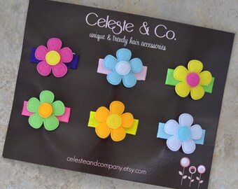 Babyclips met bloemen, grosgrain lint haarelastiekjes