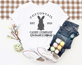 Maglietta pasquale Cottontail Candy, maglietta pasquale da donna, maglietta pasquale con carota, maglietta per il giorno di Pasqua, magliette abbinate per la famiglia, regali di Pasqua