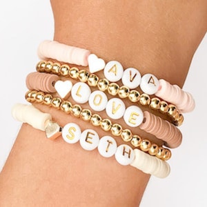 Personalized Letter Bracelet, Gold Beads, Custom Name Bracelet