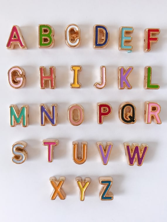 Letter Charm Beads Enamel Letter Beads, Jewelry Making DIY bead making supplies