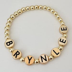 Personalized Nam Bracelet | Gold Beaded Bracelets | Mother's Day Gift | Custom Bracelet for Mom, Graduation Gift, Birthday Gift for Her