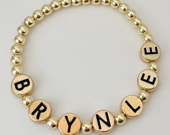 Personalized Nam Bracelet | Gold Beaded Bracelets | Mother's Day Gift | Custom Bracelet for Mom, Graduation Gift, Birthday Gift for Her