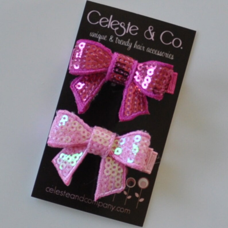 Sequin Hair Bows Toddler Hair Bows Girls Hair Bows Pink Hair Etsy