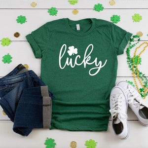 Lucky St Patricks Day T Shirt Tee Women's Lucky Tee T Shirt for Women Girls Green T Shirt St Patricks day Lucky Shirt Graphic Vinyl