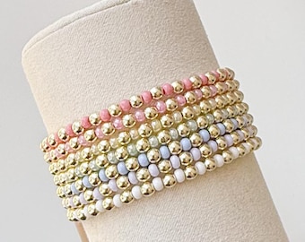 14k Gold Filled Beaded Bracelet | Gold Filled Bracelet | Non Tarnish | Gold Bracelet | Stack Bracelet | Custom Bracelet | Stack Bracelets