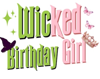 Wicked Birthday Girl PNG Clipart: Pink & Green Party (Digital Download)