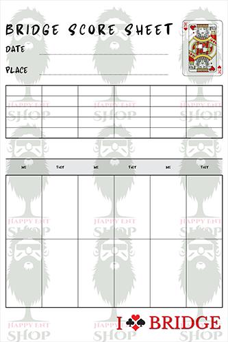 Printable Contract Bridge Game Score Sheet | Downloadable Bridge Score ...