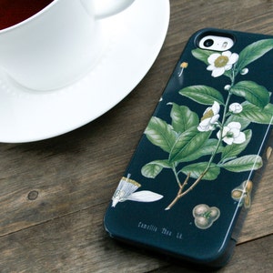 Tea iPhone 12 Pro Max Case, iPhone Xs SE Black Botanical iPhone 11 Pro Case Tea Leaf 15 Black Tea Gifts for Tea Lovers Mori Kei CMG-TEAB