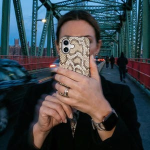 Brown Snakeskin Phone Case – Edgy Neutral Python Print iPhone, Galaxy or Pixel – Cool Girl Street Style C-SSR