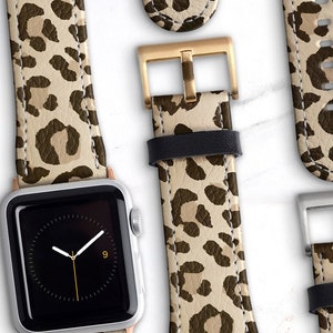 Modern Leopard Band for Apple Watch 45mm 41mm 40mm 38mm 42mm 44mm 49mm Vegan Leather Series 8 7 6 5 4 SE Animal Print Gift for Women WB-LEPN