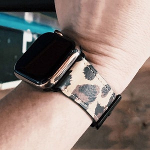 Leopard Apple Watch Band 38mm 40mm 41mm 42mm 44mm 49mm 45mm Faux Leather Womens Animal Print iWatch Band Gift for Women WB-LEPCL