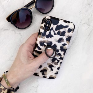 Ring Stand Milk Tortoise Shell Print iPhone Case, Samsung, Expanding Stand Grip Tort 14 13 12 11 Pro Max Xs Galaxy S23 Ultra CG-MTOR-RG