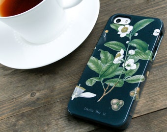 Tea iPhone 12 Pro Max Case, iPhone Xs SE Black Botanical iPhone 11 Pro Case Tea Leaf 15 Black Tea Gifts for Tea Lovers Mori Kei CMG-TEAB