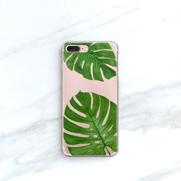 iPhone 13 Pro Tropical Leaf iPhone 14 Plus 12 Mini Case Clear Beach Xs Max Case Leafy Resort iPhone 11 Botanical Samsung Galaxy CC-TROLF