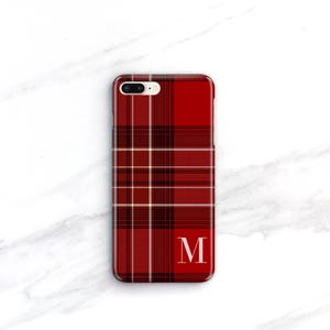 Personalized iPhone 14 13 Pro Max MagSafe Case iPhone 12 Plaid Red Tartan Hygge SE 2020 Monogramed 11 Xs Cozy Gift Ideas For Him Her CMG-PLR image 5