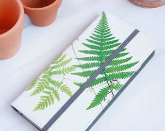 Gardening Gift - Woodland Wallet Case, for iPhone 15 13 12 Pro Max / SE 2 / Xs / 11 / 8 Plus Folio - Ferns WC-FERN