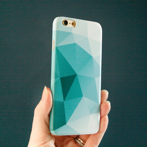 Teal Geometric Phone Case iPhone 14 Pro Max 13 12 Mini 11 Xs 14 Plus Modern Aesthetic Abstract Triangles S22 CMG-GEOTE