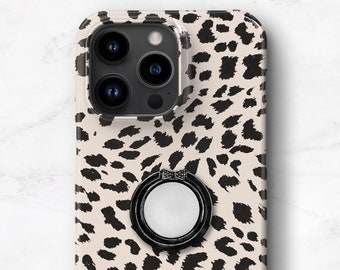 Ring Grip Phone Case - Cheetah Spots Case iPhone 14 Pro Max 13 12 11 Xs / Samsung Galaxy S23, Expanding Stand Holder Animal Print CG-CHE-RG