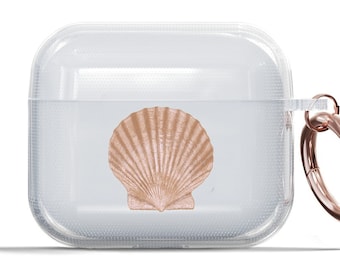 Seashell CLEAR AirPod Case AirPods 3 Pro With Keychain Beach Mermaidcore Coastal Aesthetic AP-C-SS