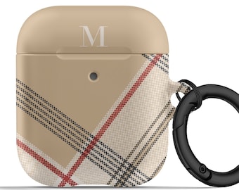 Camel Plaid AirPods Case Matte Neutral Nova Check AirPod Pro Personalized Hard Cover Keychain  APM-PLNC