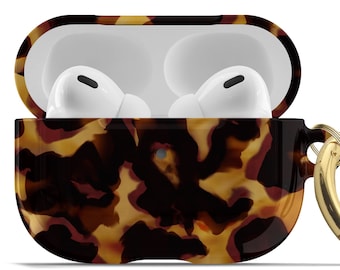 Tortoise Print AirPod Case Classic Tort AirPods Pro Hard Cover Air Pod Pro Keychain  AP-TOR