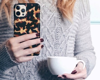 Tortoise Shell Print Phone Case iPhone 13 14 16 15 Pro Max Case 12 Mini 17 Tortoiseshell 16e Tort Gifts for Women Mom, Friends C-TOR