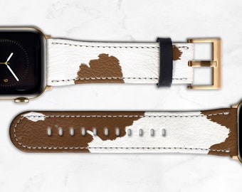 Brown Cow Print Band for Apple Watch 41mm 45mm 40mm 38mm 42mm 44mm - Main Image