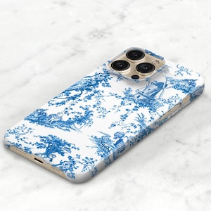 Blue and White Toile Phone Case iPhone 14 Plus 13 12 Mini Case Designer iPhone 14 Pro Max Cottagecore Aesthetic CMG-WTB