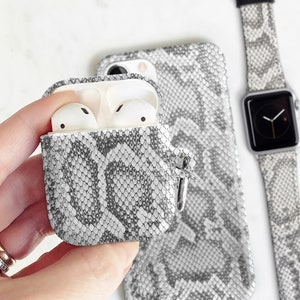 Build a Matching Set Snakeskin Print Airpods Case Vegan Apple Watch Band iPhone 15 13 14 Pro Max MagSafe 12 Wb-AP-CG-SSPGY