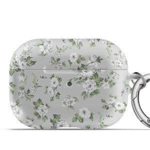 Personalized Delicate Floral AirPods Case Matte Tiny Vintage Flowers Coquette AirPods Pro Hard Cover Keychain Cottagecore Aesthetic APM-FLWG