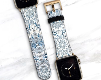 Bracelet pour montre Apple indigo pour femme 41 mm 45 mm 40 mm 42 mm 44 mm 49 mm série Ultra Boho 10 9 8 7 6 5 4 SE Cadeau pour femme WB-INDB