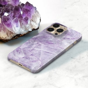 Lavender Quartz Phone Case iPhone 15 Plus 14 Pro Max 13 12 MagSafe, Galaxy S24 Purple Marble Geode C-QGEOP
