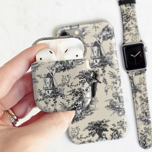 Build a Matching Case Set - Black Toile Airpods Case, Apple Watch Band, iPhone 15 14 13 Pro Max MagSafe 12 Dark Cottagecore Wb-AP-CM-WTBI